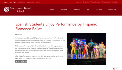 <br><p style="text-align:left">Spanish Students Enjoy Performance by Hispanic Flamenco Ballet - Jersey City March 28, 2023</p>
