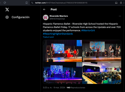 <br><p style="text-align:left">Riverside High School hosted the Hispanic Flamenco Ballet</p>